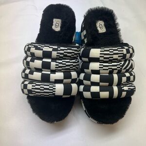 UGG Black and White Checkered Slippers
